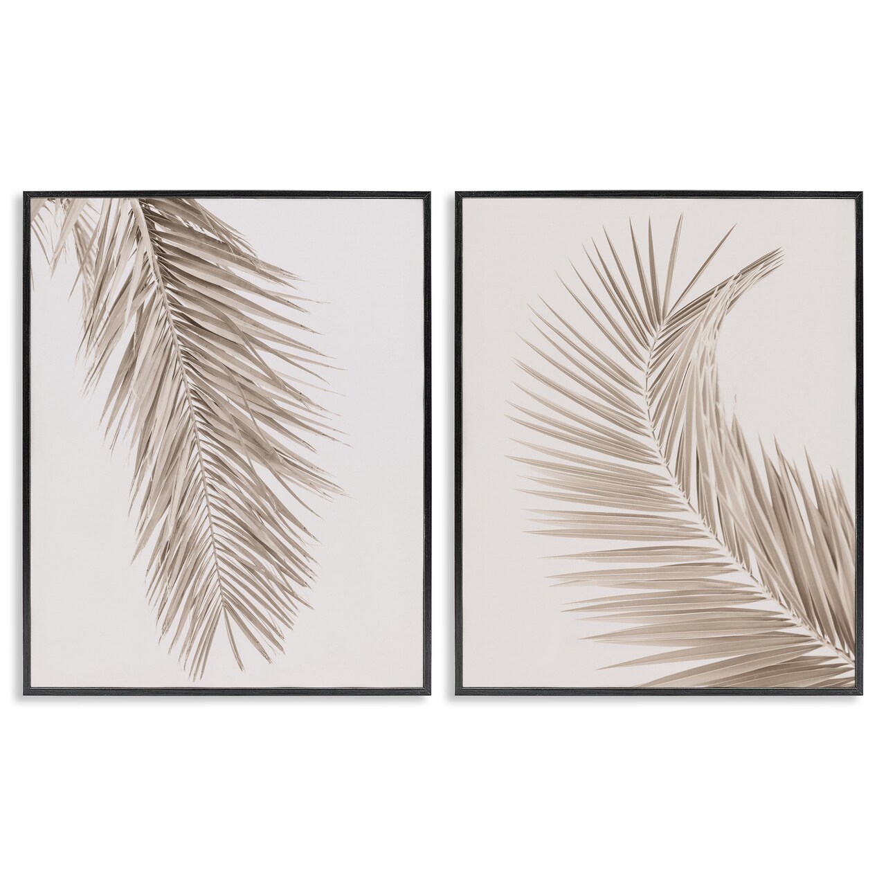 Stupell Industries Muted Neutral Brown Palms 2pc Framed Giclee Set, design by Sisi and Seb